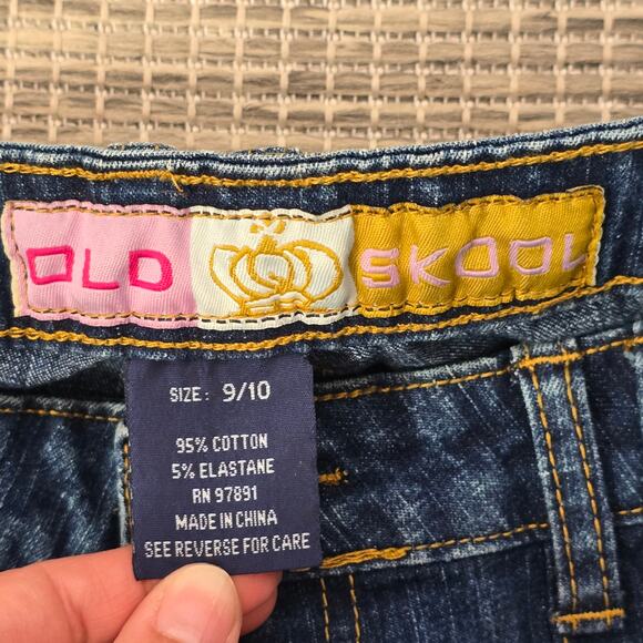 VTG Y2K Old Skool Cargo Jeans Womens 9 10 Blue Denim Boot Cut Low Rise Skater - Picture 3 of 12